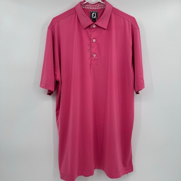 FootJoy Polo Shirt Men XL Pink Athletic Fit Golf Performance Stretch ShortSleeve - Picture 1 of 9